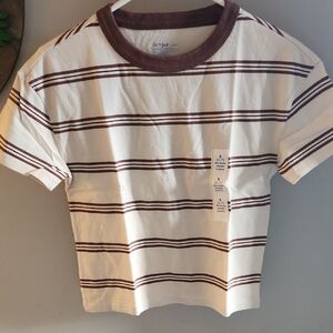 Cat & Jack White Tee with Brown Stripes